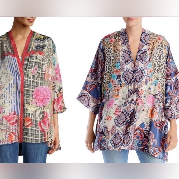 Johnny Was Tops - Johnny Was Betsy Emilia Reversible Kimono 100% silk Women's Tops in size large
